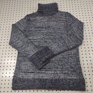 J Crew Turtleneck Knit Sweater, Navy and White Blend, Size Medium